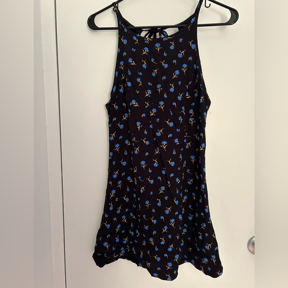 Black and blue floral mini dress
